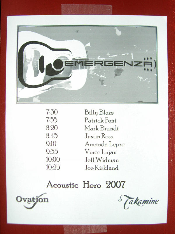 Emergenza Acoustic Hero Show Bill